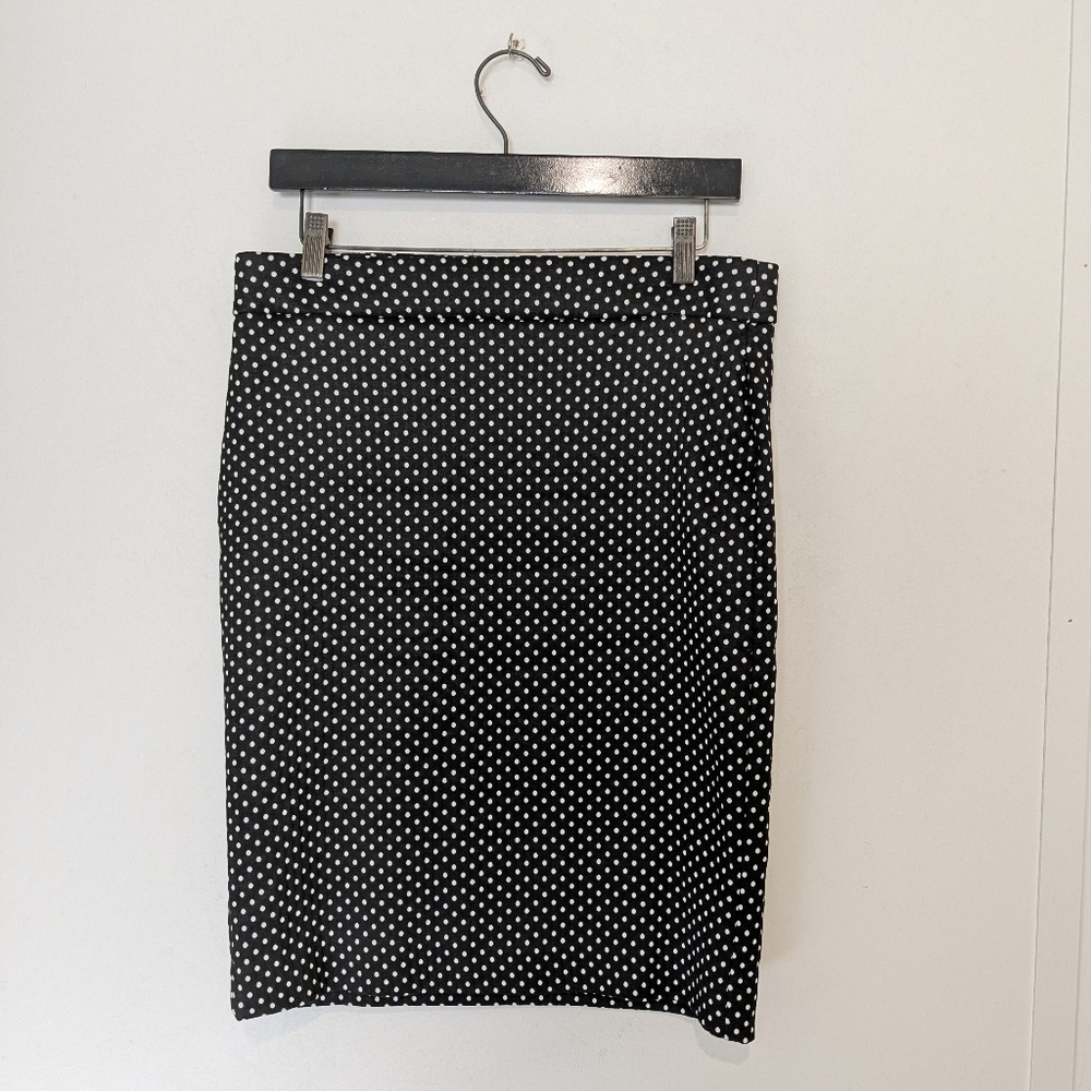 Elle Black and White Polka Dot Pencil Skirt M